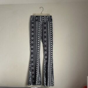 Black & White Patterned Flared Track Pants